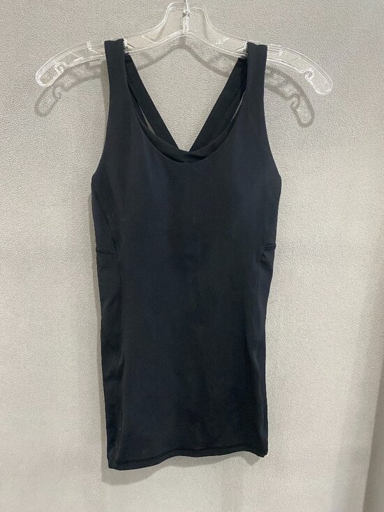 lululemon athletica Tops - Lululemon Black Strappy Back Tank Top Womens Built In Bra Yoga Athletic Top